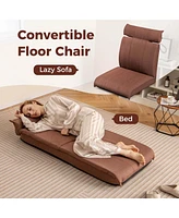 Costway Folding Floor Chair with 14-Poistion Adjustable Backrest Adjustable Headrest