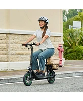 GoPowerBike GoFlow Electric Scooter with Seat | Comfortable Seat, Rear Basket, and Throttle Control | 16 mph Top Speed