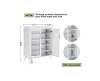 gaomon 5-Tier Entryway Shoe Storage Cabinet with Glass Doors, Shoe Cabinet with Adjustable Shelves, Shoe Storage Organizer for Hallway, Closet, Living