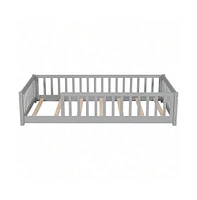 gaomon Children Twin Floor Bed Floor Bed Solid Wood Floor Bed Frame With Sturdy Slats And Safety Fence For Girls Boys Teens