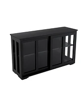 Slickblue Black Kitchen Storage Stand Cupboard with Glass Door for Stylish Display and Organized Storage