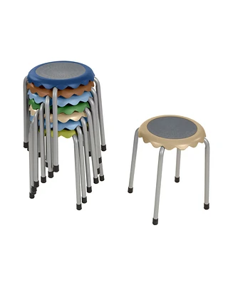 ECR4Kids Daisy Stackable Stool Set, Earthtone, 8-Piece