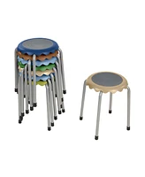ECR4Kids Daisy Stackable Stool Set, Earthtone, 8-Piece