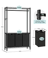 gaomon Heavy Duty Garment Rack, Adjustable Clothes Rack for Hanging Clothes Capacity with Laundry Sorter 3 Section