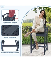 Costway Outdoor Hdpe Bar Height Stool Patio Tall Chair Armrest Footrest All Weather