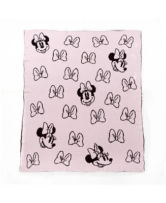 Saturday Park Minnie Mouse Rosy Bows 50x60 Feather Knit Throw Blanket