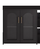 gaomon Buffet Sideboard Cabinet, Wooden Storage Cabinet with Glass Doors