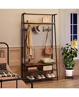 gaomon Industrial Rustic 4-in-1 Hall Tree Bench with Shoe Rack, Storage Shelf