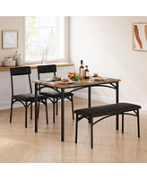 gaomon Dining Table Set for 4, Kitchen Table and Chairs for 4, Rectangular Kitchen Table Set , Dining Room Table Set,Brown
