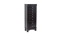 Slickblue Jewelry Armoire with Mirror, 8 Drawers, 16 Necklace Hooks, and 2 Side Swing Doors, Brown Finish