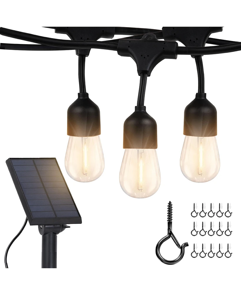 Ambience Pro Heavy Duty Solar-Powered Led Outdoor String Lights with 15 Hooks (48 ft.)