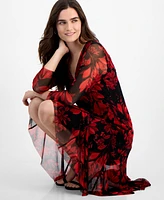 Connected Women's Floral-Print Chiffon 3/4-Sleeve Dress