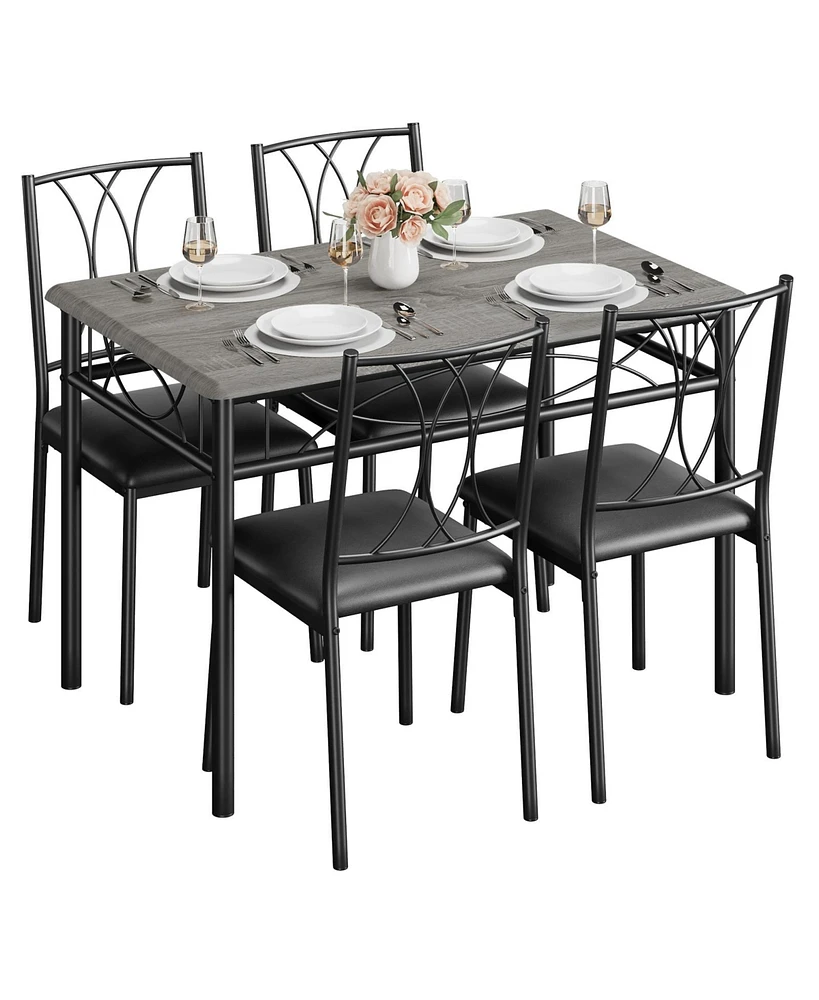 gaomon Dining Table Set for 4, Kitchen Table and Chairs, Dining Room Table Set with 4 Upholstered Chairs,Kitchen Table Set,Grey