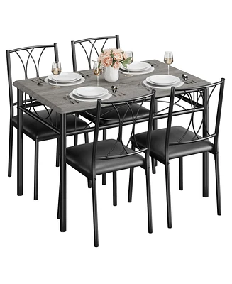 gaomon Dining Table Set for 4, Kitchen Table and Chairs, Dining Room Table Set with 4 Upholstered Chairs,Kitchen Table Set,Grey