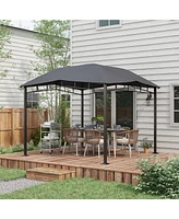 Outsunny 10' x 10' Grill Gazebo Canopy, Geodesic Look, Steel Frame, Gray