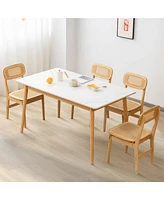 Gymax Rattan Dining Chairs Set of 2 Kitchen Dining Chairs w/ Simulated Rattan Backrest