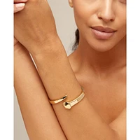 UNOde50 Sterling Silver and 18K Gold Plated Rigid Nail Shape Bracelet