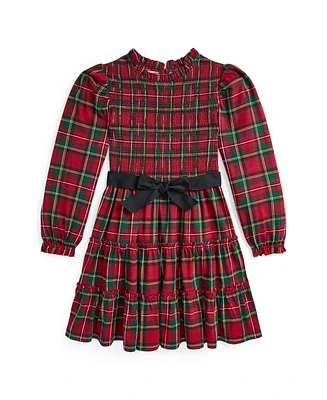 Polo Ralph Lauren Big Girls Plaid Smocked Cotton Jersey Dress