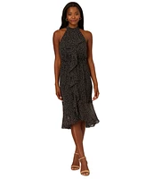 Adrianna Papell Women's Dot-Print Waterfall-Ruffle Dress