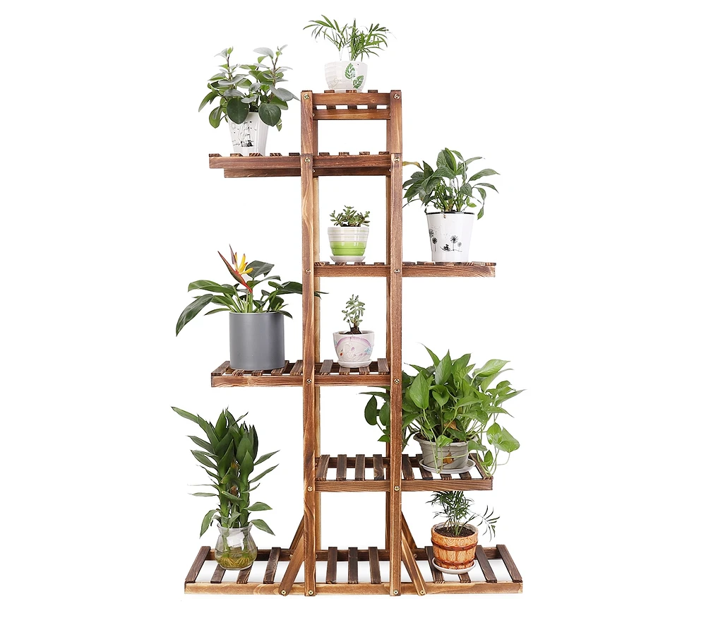 Unho 6-Tiered Wood Plant Stand Flower Pot Rack Bonsai Display Bench Patio Shelf Porch