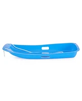 Slippery Racer Downhill Sprinter Kids Toddler Plastic Toboggan Snow Sled, Blue