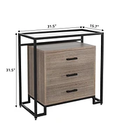 gaomon 3 Drawer Dresser, 3 Drawer Chest with Wide Storage Space, Wood Drawer Dresser with Wide Storage Space