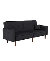 Slickblue Convertible Sofa Bed with Wood Legs - Black Cotton Linen Fabric for Stylish Living Rooms