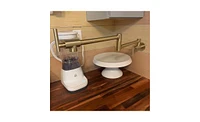 Slickblue Gold Pot Filler Faucet Wall Mount with Folding Design, Double Joint Swing Arms, and Two Handle Control for Kitchen Convenience