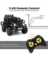 Sugift 12V 2-Seater Ride on Car Truck with Remote Control and Storage Room