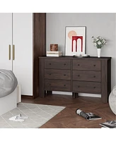 gaomon Dark Brown Dresser for Bedroom, 6 Drawer Dresser with Metal Handle, Dresser Organizer