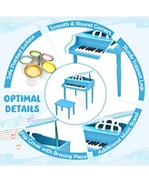 Gymax 30-Key Classic Baby Grand Piano Toddler Toy Wood w/ Bench & Music Rack