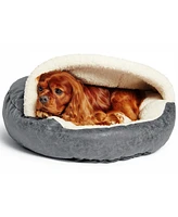 Details Pet Cave Bed for Small Dogs Cats Deep Dish Calming Hooded Dog Bed Dome for Pets