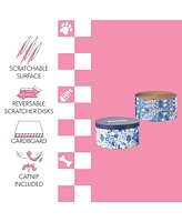 The Licker Store Kate 12" Modern Patterned Cardboard Reversible Cat Scratcher Pad Box with Catnip