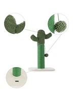 The Licker Store Pecos 21" Modern Jute Cactus Cat Scratching Post with Fuzzy Toy