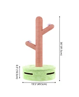 The Licker Store Rosa 36" Modern Jute Cactus Cat Scratching Post with Flower Toys and Built-In Bell Toys