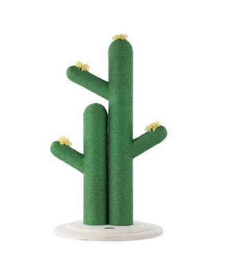 The Licker Store Socorro 34.25" Modern Jute Double-Cactus Cat Scratching Post with Flower Toys