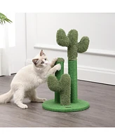 The Licker Store Marfa Modern Jute Triple-Cactus Cat Scratching Post with Fuzzy Toy
