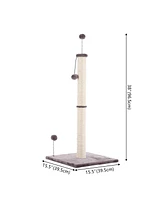 The Licker Store Rylie Farmhouse Sisal Pillar Cat Scratching Post with Fuzzy Toys and Spring Balls