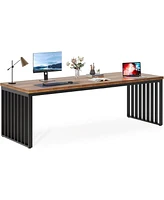 Tribesigns 78.74" Extra Long Computer Desk 2 Person Desk with Heavy Duty Metal Frame, Double Workstation Study Desk for Home Office