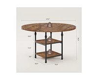 47-Inch Round Dining Table for 4: Featuring a 1.59-Inch Thick Top