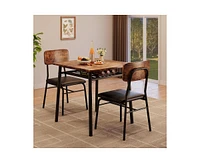 gaomon 3-Piece Dining Table Set, Modern Kitchen Table Set for 2, Dining Table and Chairs for 2 with Metal Frame, Storage Rack