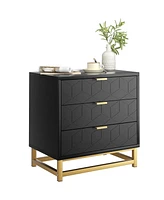 gaomon Black 3 Drawer Dresser for Bedroom, Modern Dressers & Chests of Drawers, Wood Dresser Chest Organizer with Metal Legs