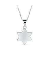 Bling Jewelry Hanukkah Magen Judaic Inlay Created White Opal Star Of David Pendant Necklace For Bat Mitzvah For Women .925 Sterling Silver