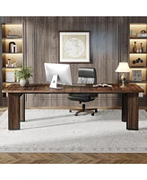 Tribesigns 78.7-Inch 2-Person Computer Desk and Rectangular Writing Table with Sturdy Thicken Tabletop, Wood Simple Executive Study Desk Workstation