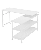 Tribesigns Modern L-Shaped Desk with Storage Shelves, 360°Rotating Desk Corner Computer Desk Study Writing Table Workstation with Open Shelves