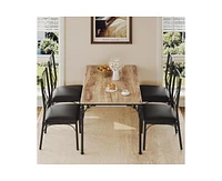 gaomon Dining Table Set for 4, Kitchen Table Set with Upholstered Bench, Dining Room Table Set for 4-6 with Cozy Cushion, 3 Piece Dining Table Set for