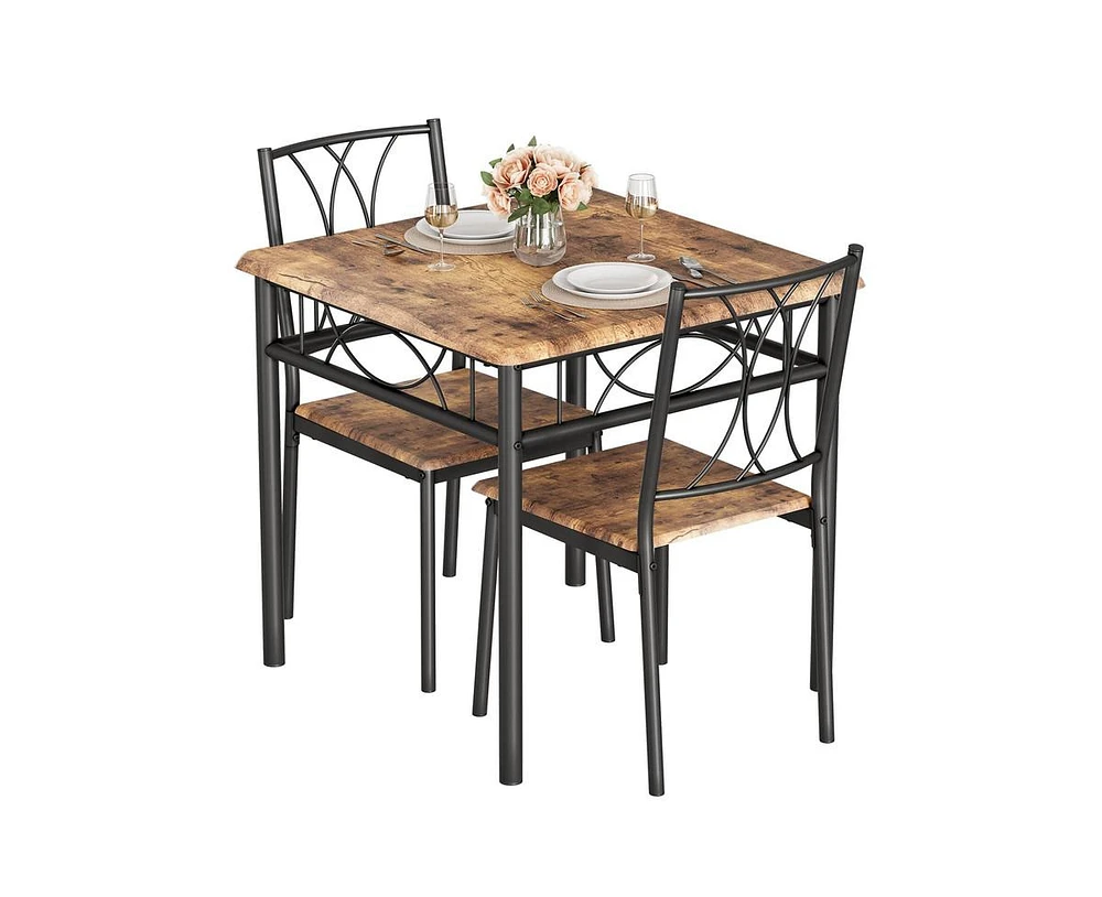 gaomon Kitchen Dining Room Table Set for 2 with Chairs, Dining Table with 2 Chairs, 3 Piece Dining Table Set, Rustic Brown