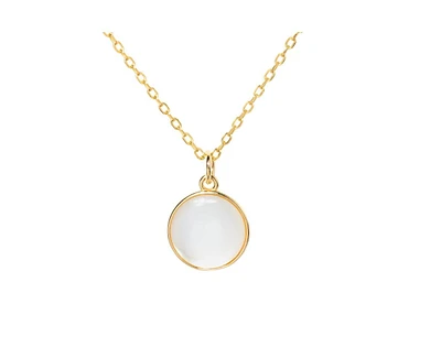 Mother of Pearl Moon Pendant Necklace Sterling Silver