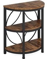 Tribesigns Half Circle Side & End Table with Storage Shelf & Metal Frame, 26-Inch Tall Half Moon Table, Narrow Nightstand