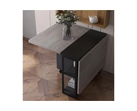 gaomon Folding Dining Table, Drop Leaf Dining Table with 6 Wheels and 2-Layer Storage Shelf